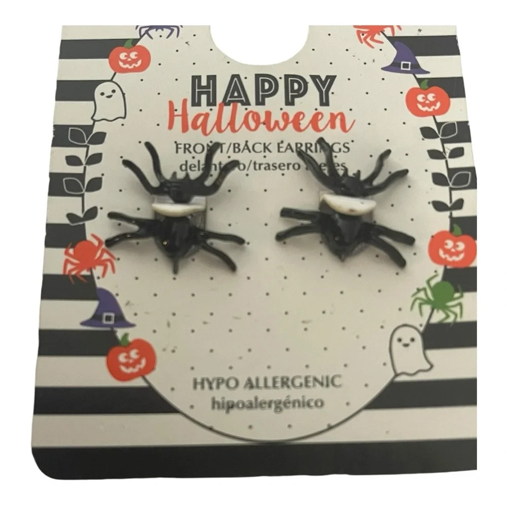 Halloween Spider Earrings - Black - Picture 3 of 4